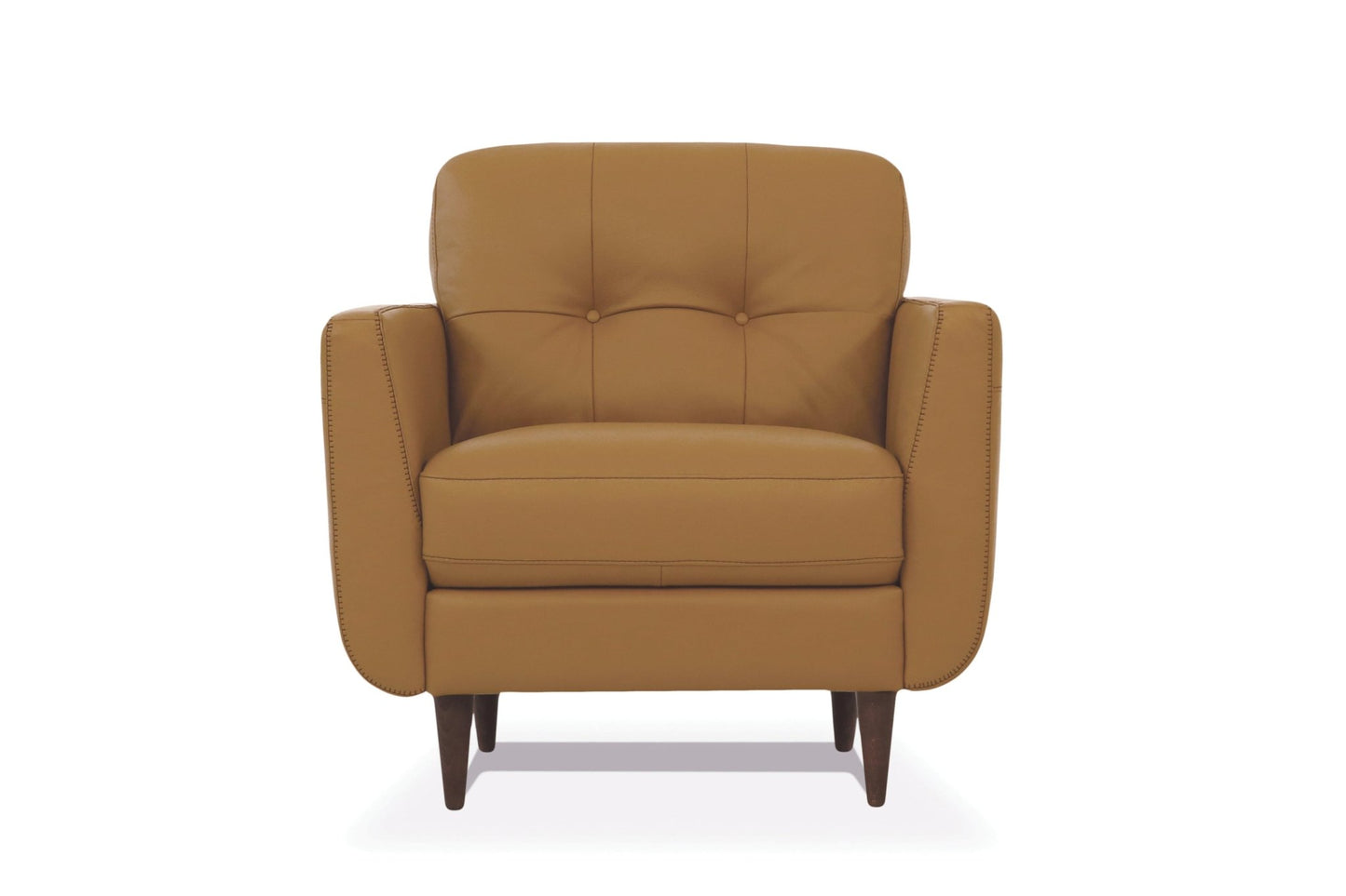 Italian Camel Leather Accent Chair | Tufted Modern Lounge Chair - 1st Choice Furniture Direct