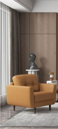 Italian Camel Leather Accent Chair | Tufted Modern Lounge Chair - 1st Choice Furniture Direct