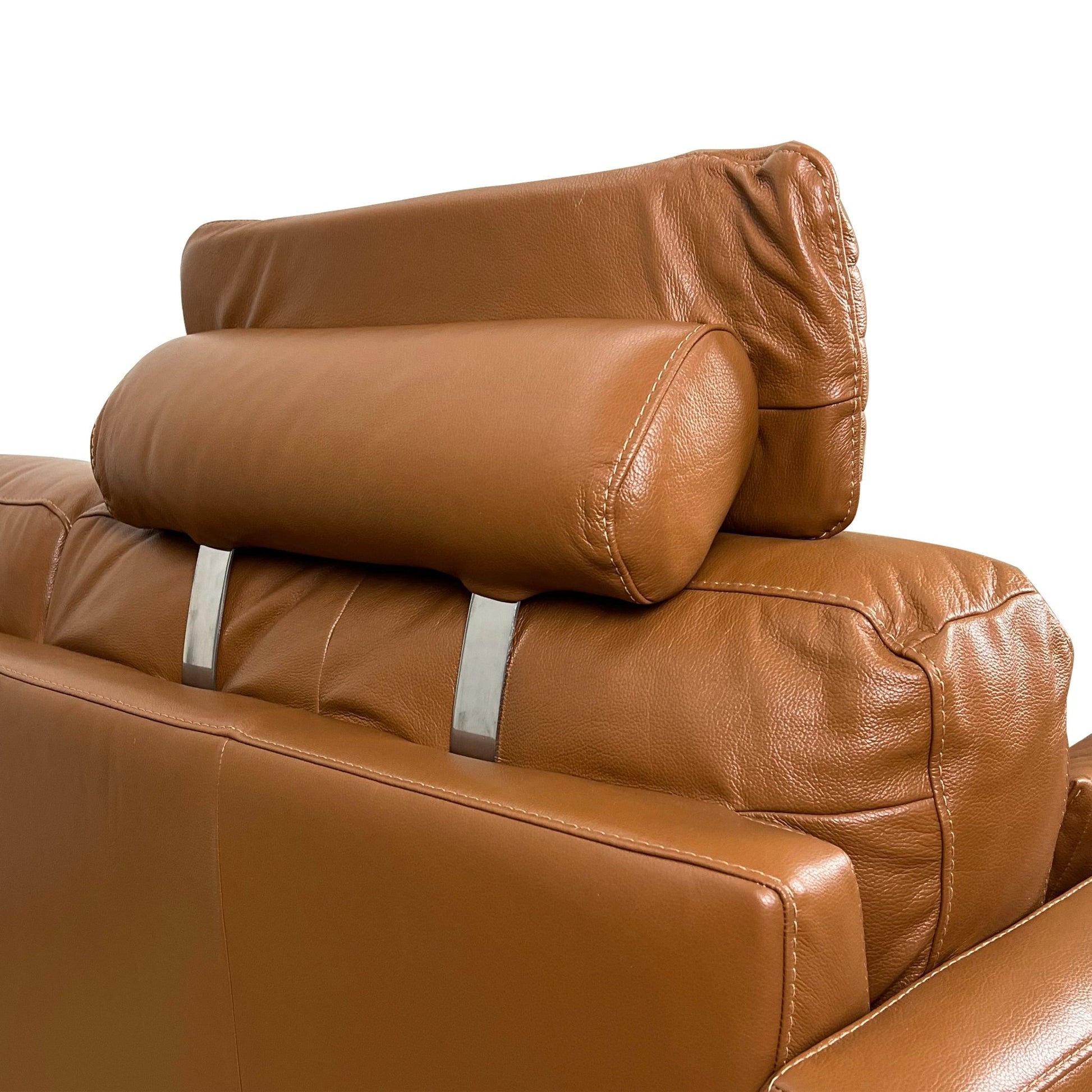 Italian Tan Leather Loveseat with Accent Pillows - 1st Choice Furniture Direct