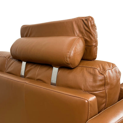 Italian Tan Leather Loveseat with Accent Pillows - 1st Choice Furniture Direct