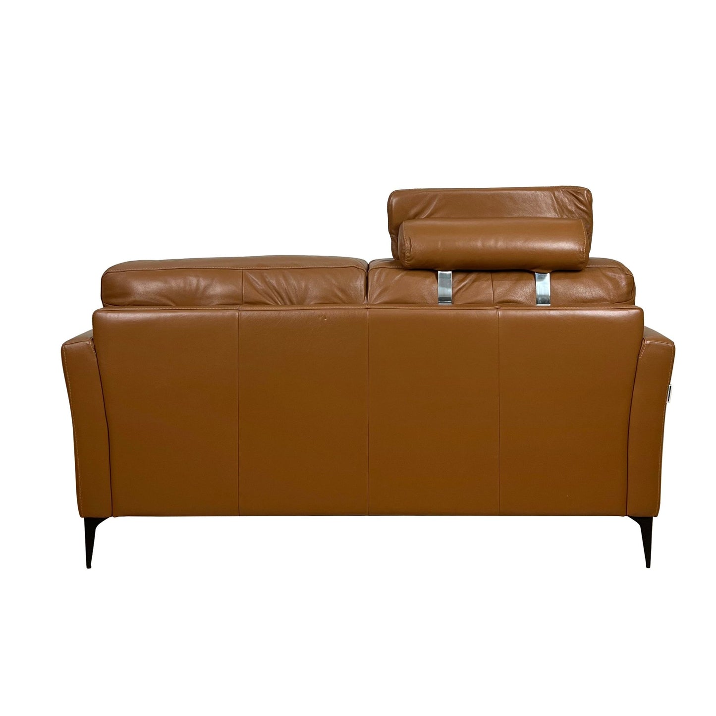 Italian Tan Leather Loveseat with Accent Pillows - 1st Choice Furniture Direct