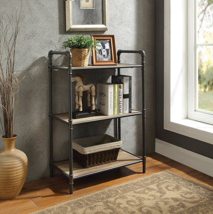 Itzel Antique Oak & Sandy Gray Finish Bookshelf - 1st Choice Furniture Direct