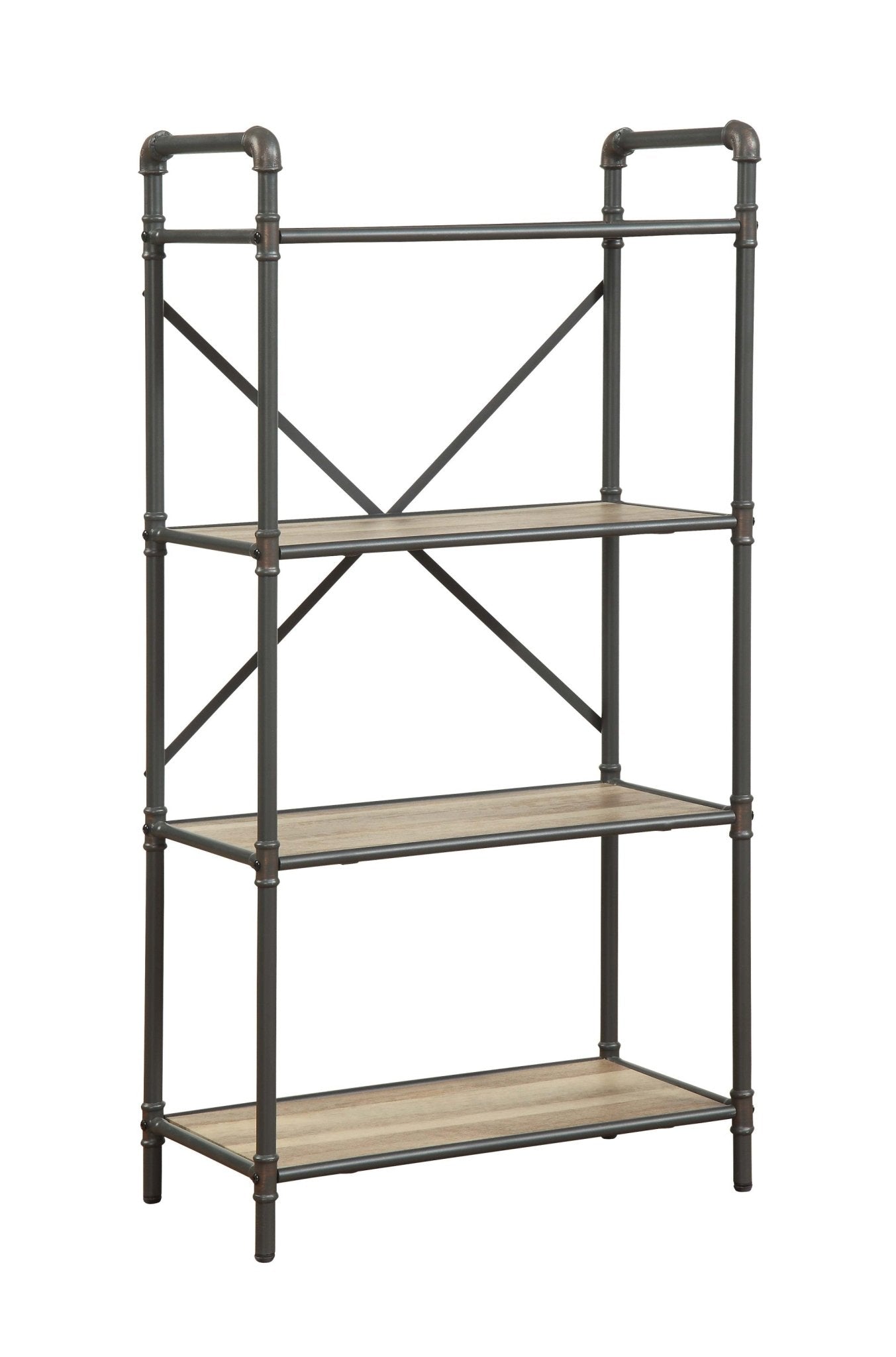 Itzel Antique Oak & Sandy Gray Finish Bookshelf - 1st Choice Furniture Direct
