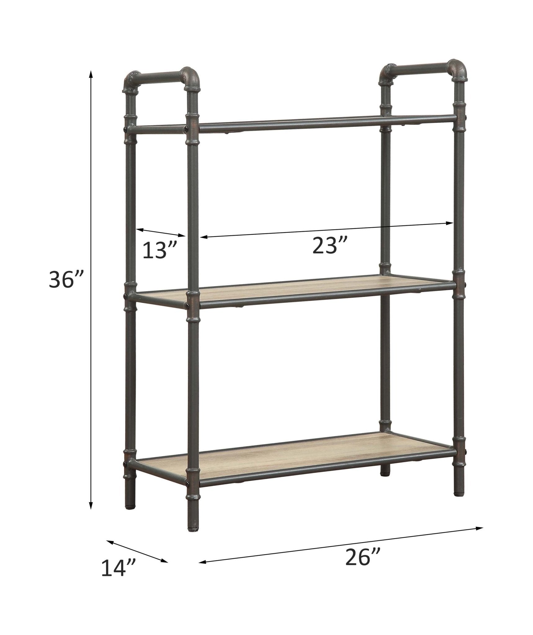 Itzel Antique Oak & Sandy Gray Finish Bookshelf - 1st Choice Furniture Direct