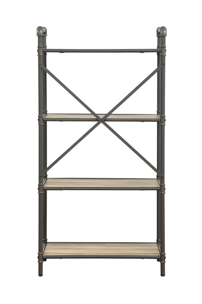 Itzel Antique Oak & Sandy Gray Finish Bookshelf - 1st Choice Furniture Direct