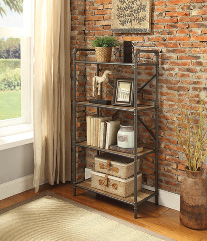 Itzel Antique Oak & Sandy Gray Finish Bookshelf - 1st Choice Furniture Direct