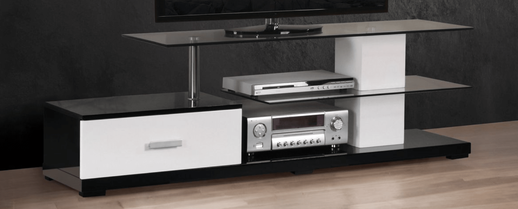 Ivana White & Black Finish TV Stand - 1st Choice Furniture Direct