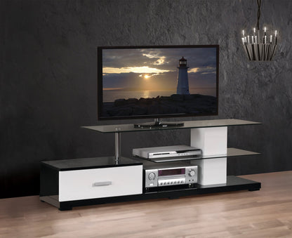 Ivana White & Black Finish TV Stand - 1st Choice Furniture Direct
