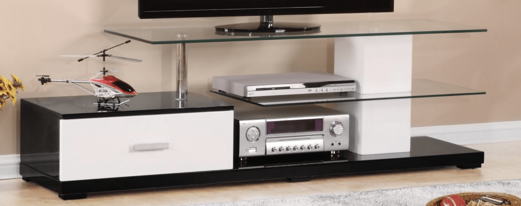Ivana White & Black Finish TV Stand - 1st Choice Furniture Direct
