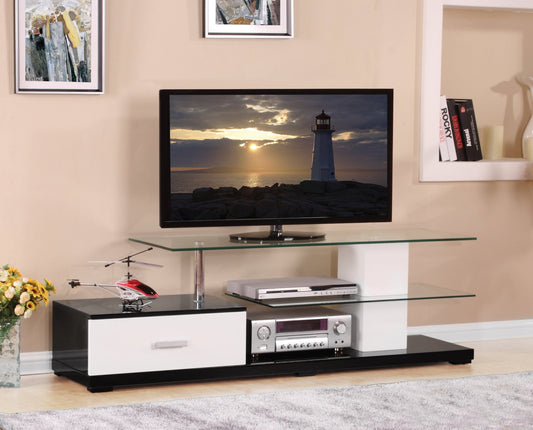 Ivana White & Black Finish TV Stand - 1st Choice Furniture Direct