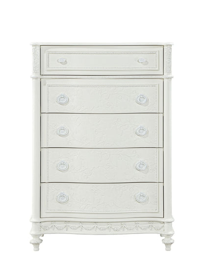 Ivory 5 Drawer Chest with Open Shelf and Felt-Lined Drawer - 1st Choice Furniture Direct