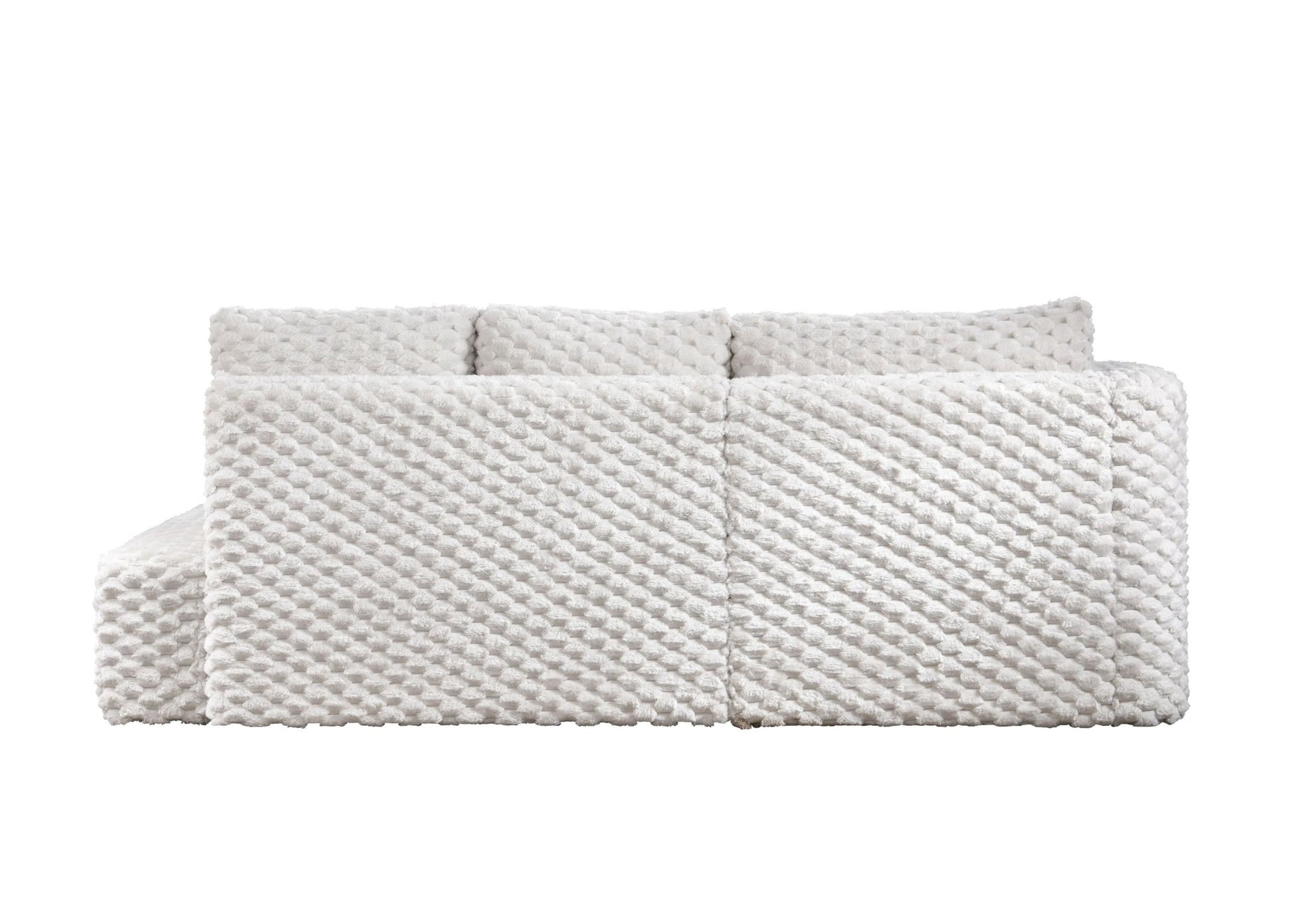 Ivory Corduroy Sectional Sofa with Chaise & Toss Pillows - 1st Choice Furniture Direct
