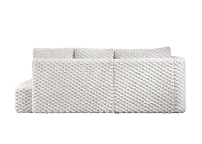 Ivory Corduroy Sectional Sofa with Chaise & Toss Pillows - 1st Choice Furniture Direct