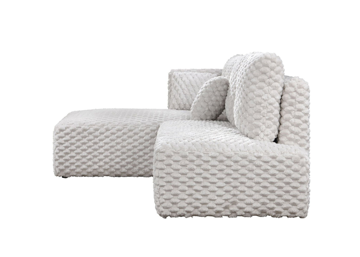Ivory Corduroy Sectional Sofa with Left-Facing Chaise - 1st Choice Furniture Direct