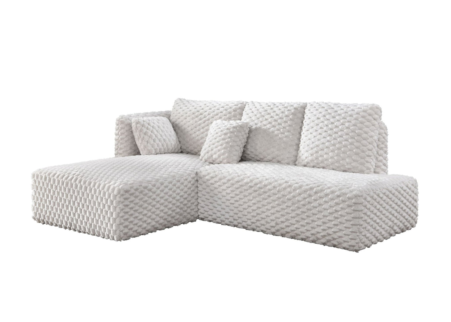 Ivory Corduroy Sectional Sofa with Left-Facing Chaise - 1st Choice Furniture Direct