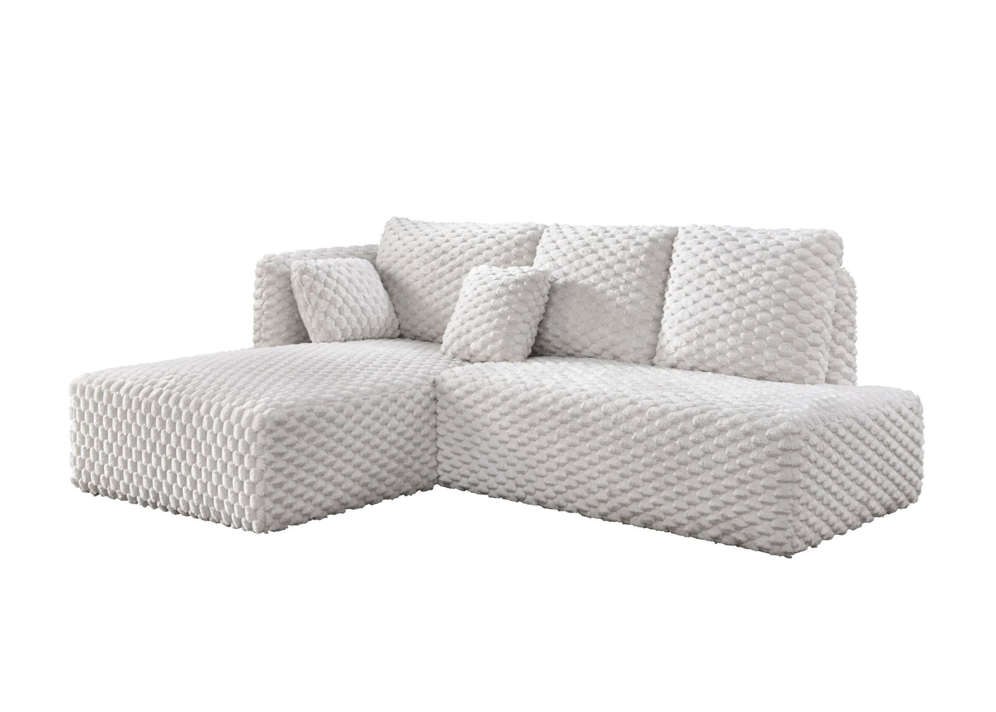 Ivory Corduroy Sectional Sofa with Left-Facing Chaise - 1st Choice Furniture Direct