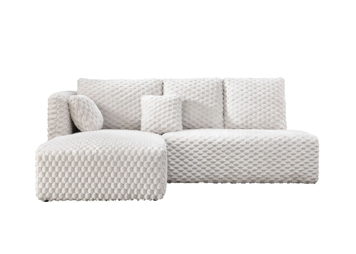Ivory Corduroy Sectional Sofa with Left-Facing Chaise - 1st Choice Furniture Direct