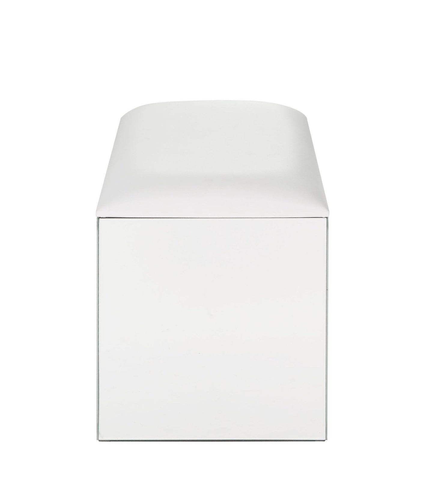 Ivory Faux Leather Vanity Stool with Mirrored Base - 1st Choice Furniture Direct
