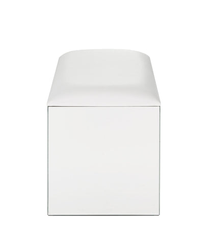 Ivory Faux Leather Vanity Stool with Mirrored Base - 1st Choice Furniture Direct