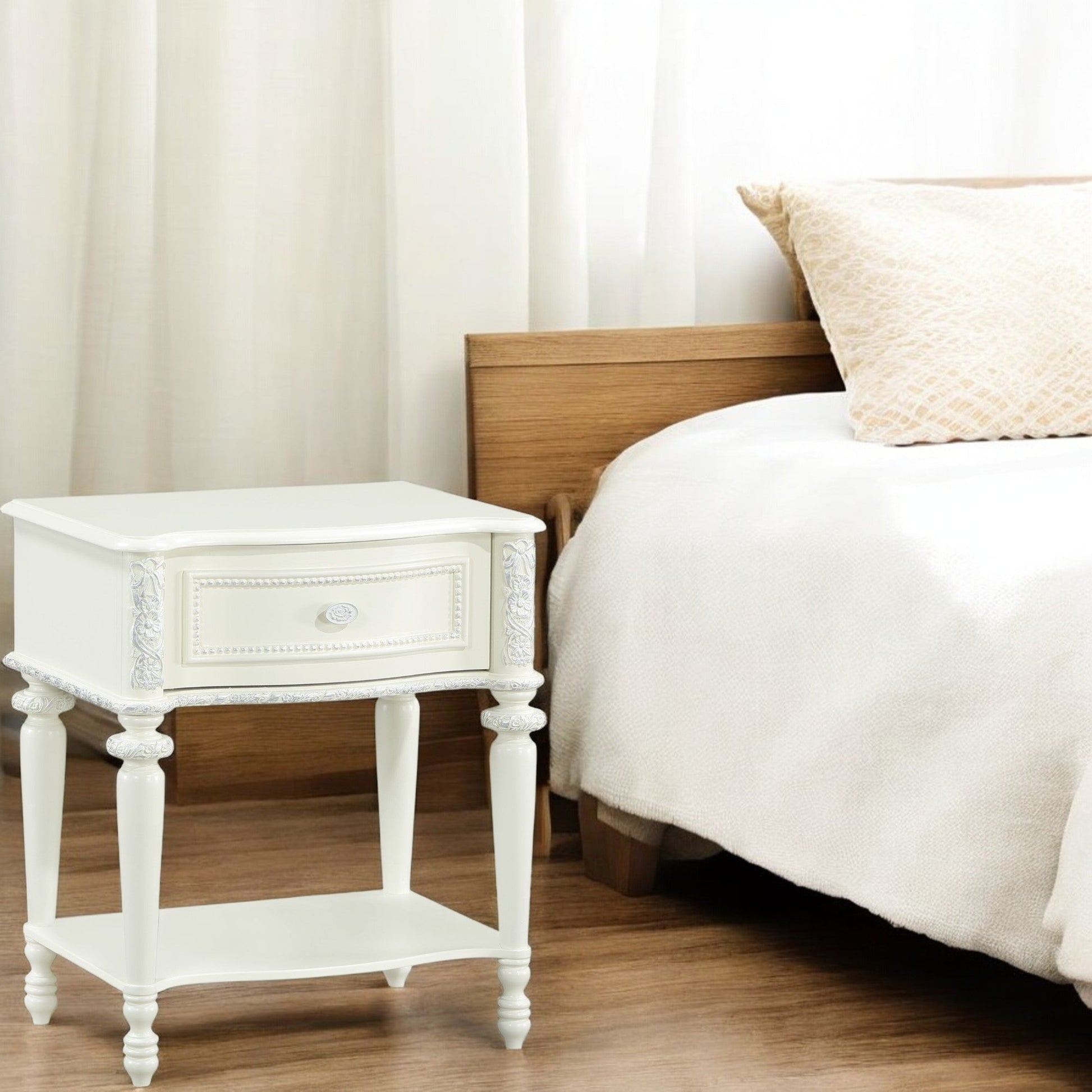 Ivory Vanity Tabletop Mirror with Storage Drawer - 1st Choice Furniture Direct