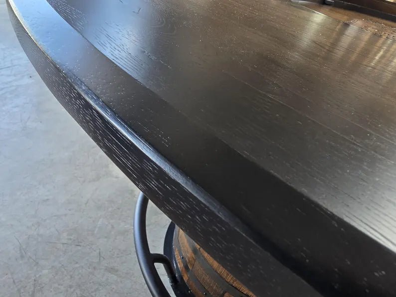 Jack Daniel's Whiskey Barrel Pub Table | 54" Rustic Hickory Top - 1st Choice Furniture Direct