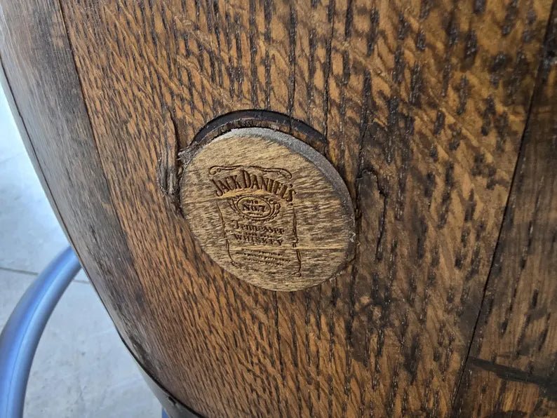 Jack Daniel's Whiskey Barrel Pub Table | 54" Rustic Hickory Top - 1st Choice Furniture Direct