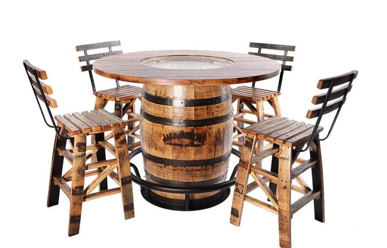 Jack Daniel’s Whiskey Barrel Pub Table Set with 4 Chairs | Amish Made - 1st Choice Furniture Direct