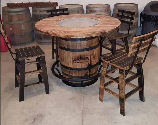 Jack Daniel’s Whiskey Barrel Pub Table Set with 4 Chairs | Amish Made - 1st Choice Furniture Direct