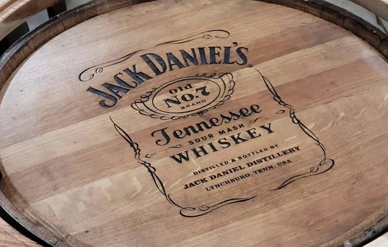 Jack Daniel’s® Whiskey Barrel Table | Double Barrel Bar Table with Reclaimed Wood Top (84") - 1st Choice Furniture Direct