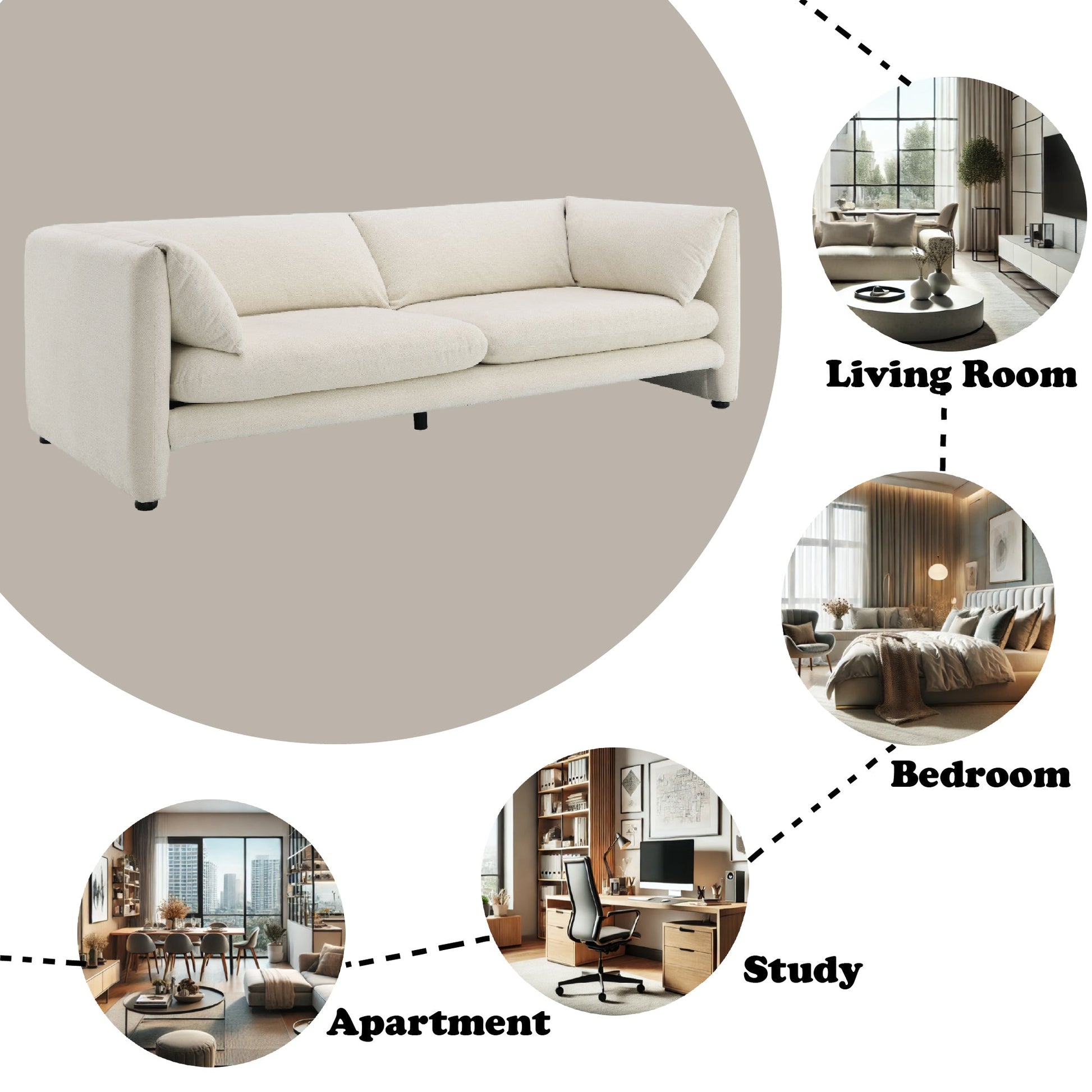Jaeda Beige Boucle Sofa - 1st Choice Furniture Direct