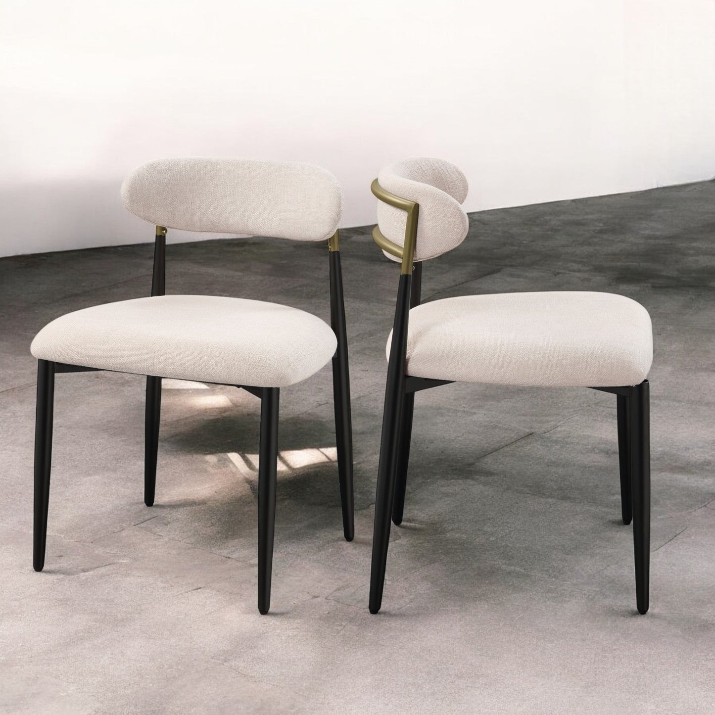 Jaramillo Beige Fabric & Black Finish Side Chair (Set of 2) - 1st Choice Furniture Direct
