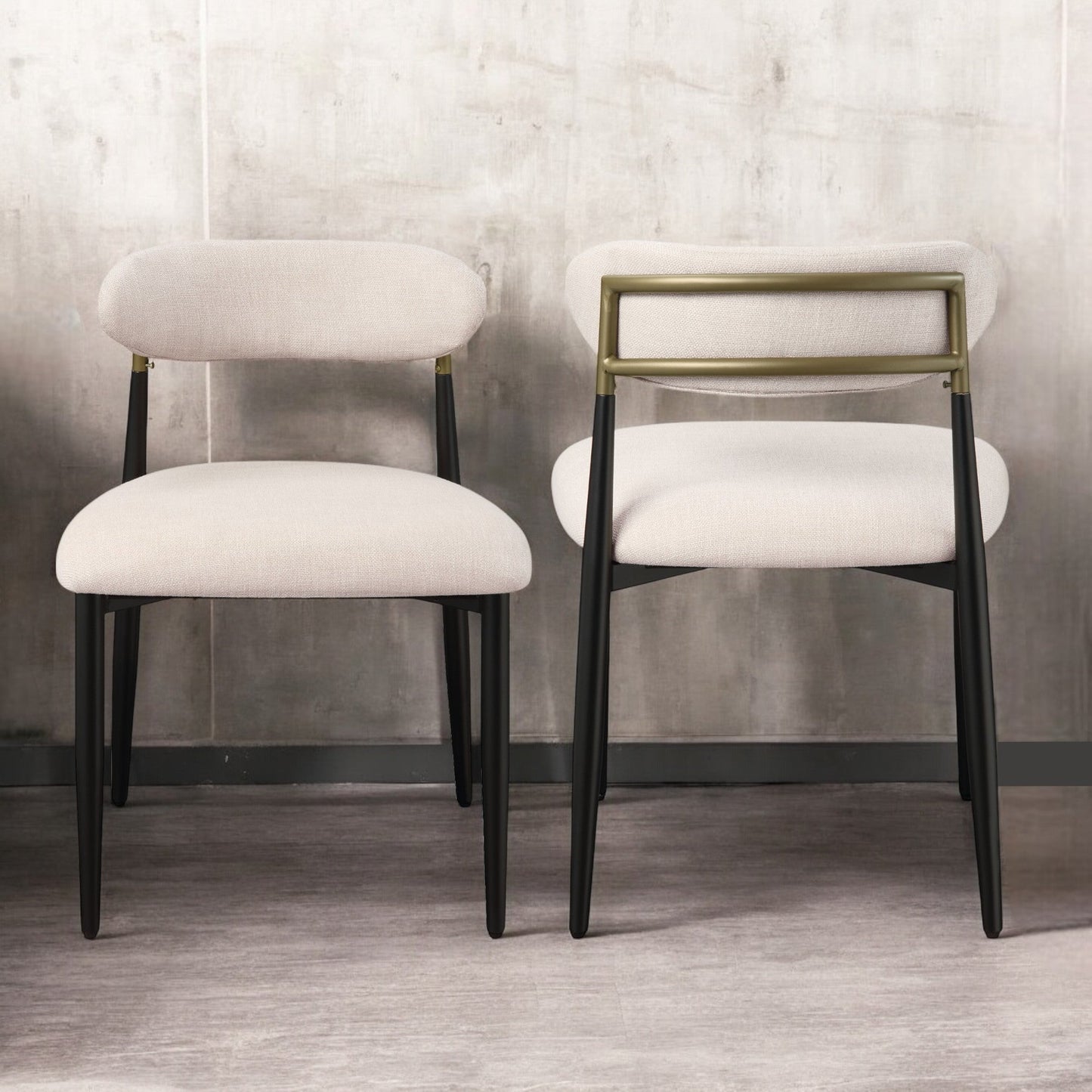 Jaramillo Beige Fabric & Black Finish Side Chair (Set of 2) - 1st Choice Furniture Direct