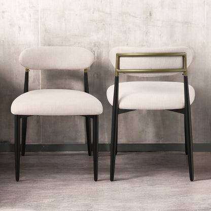 Jaramillo Beige Fabric & Black Finish Side Chair (Set of 2) - 1st Choice Furniture Direct