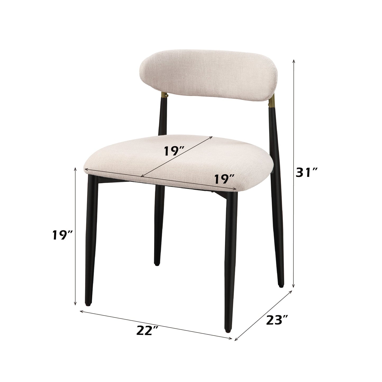 Jaramillo Beige Fabric & Black Finish Side Chair (Set of 2) - 1st Choice Furniture Direct