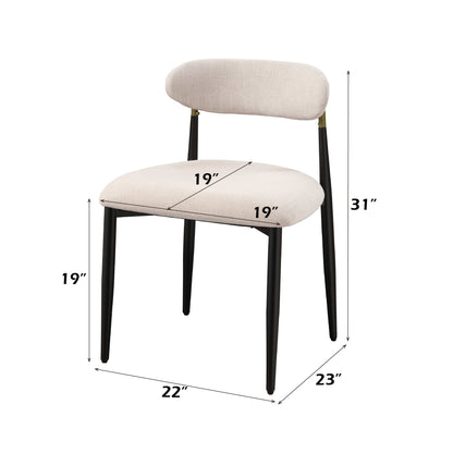 Jaramillo Beige Fabric & Black Finish Side Chair (Set of 2) - 1st Choice Furniture Direct