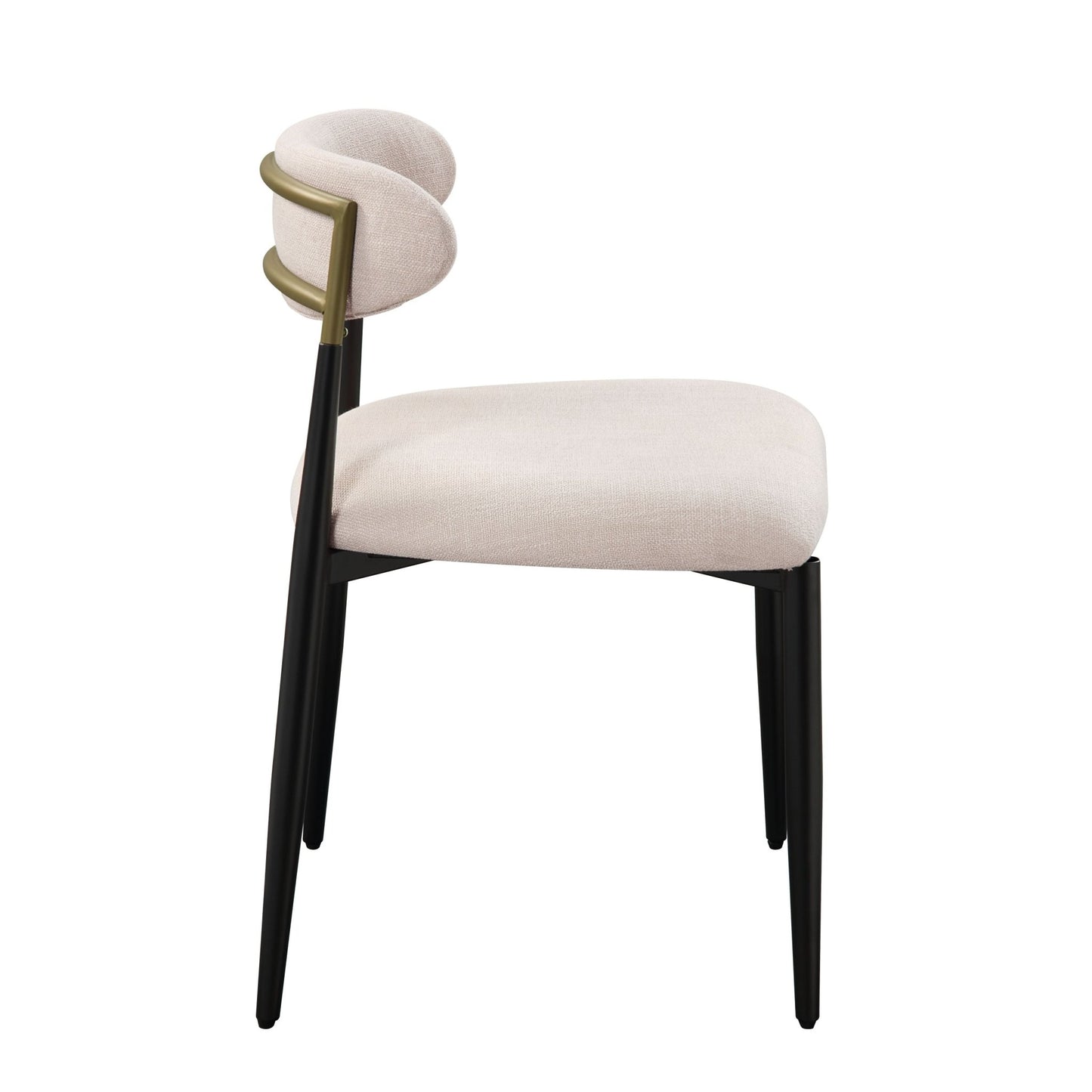 Jaramillo Beige Fabric & Black Finish Side Chair (Set of 2) - 1st Choice Furniture Direct