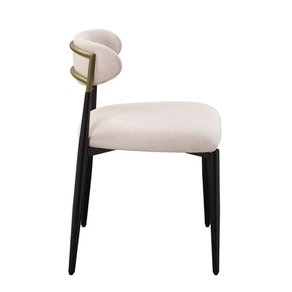 Jaramillo Beige Fabric & Black Finish Side Chair (Set of 2) - 1st Choice Furniture Direct