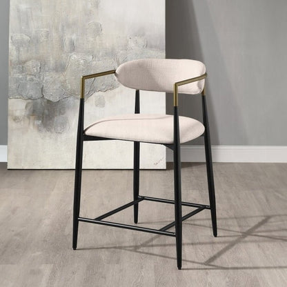 Jaramillo Beige Linen & Black Finish Counter Height Chair - 1st Choice Furniture Direct