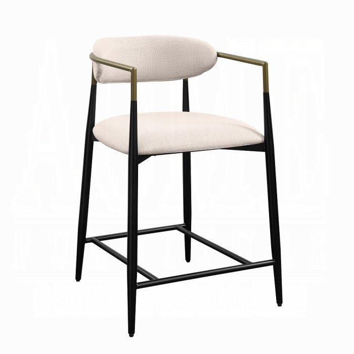 Jaramillo Beige Linen & Black Finish Counter Height Chair - 1st Choice Furniture Direct