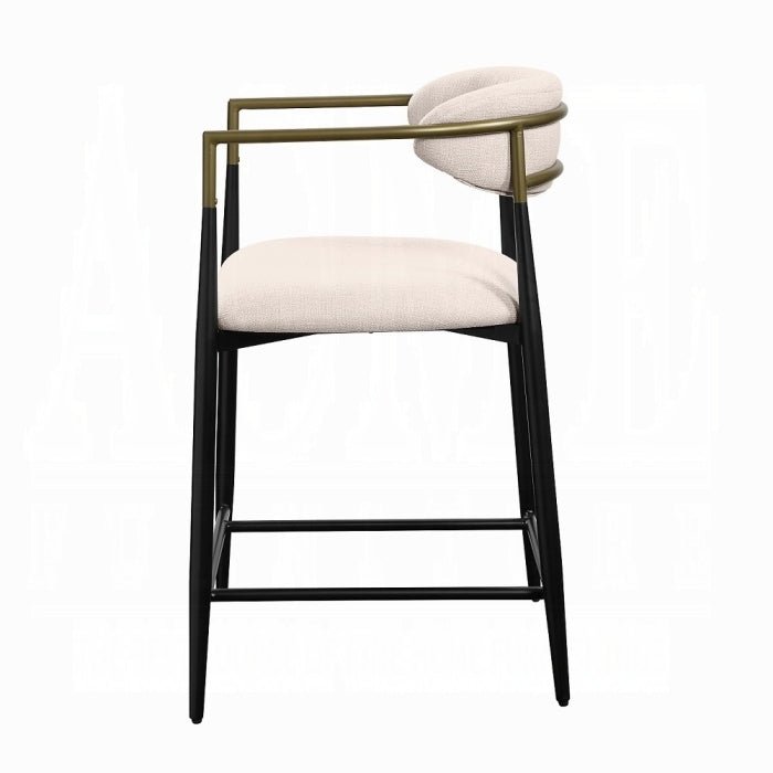 Jaramillo Beige Linen & Black Finish Counter Height Chair - 1st Choice Furniture Direct