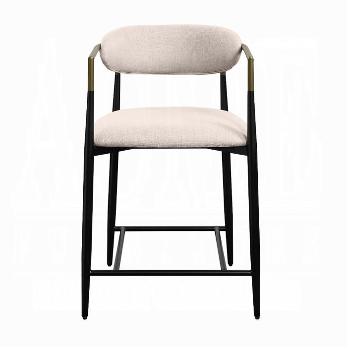Jaramillo Beige Linen & Black Finish Counter Height Chair - 1st Choice Furniture Direct