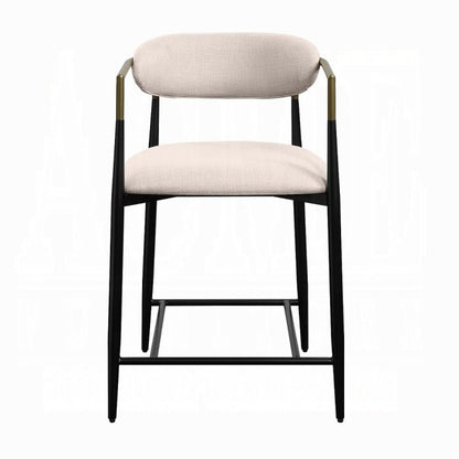 Jaramillo Beige Linen & Black Finish Counter Height Chair - 1st Choice Furniture Direct