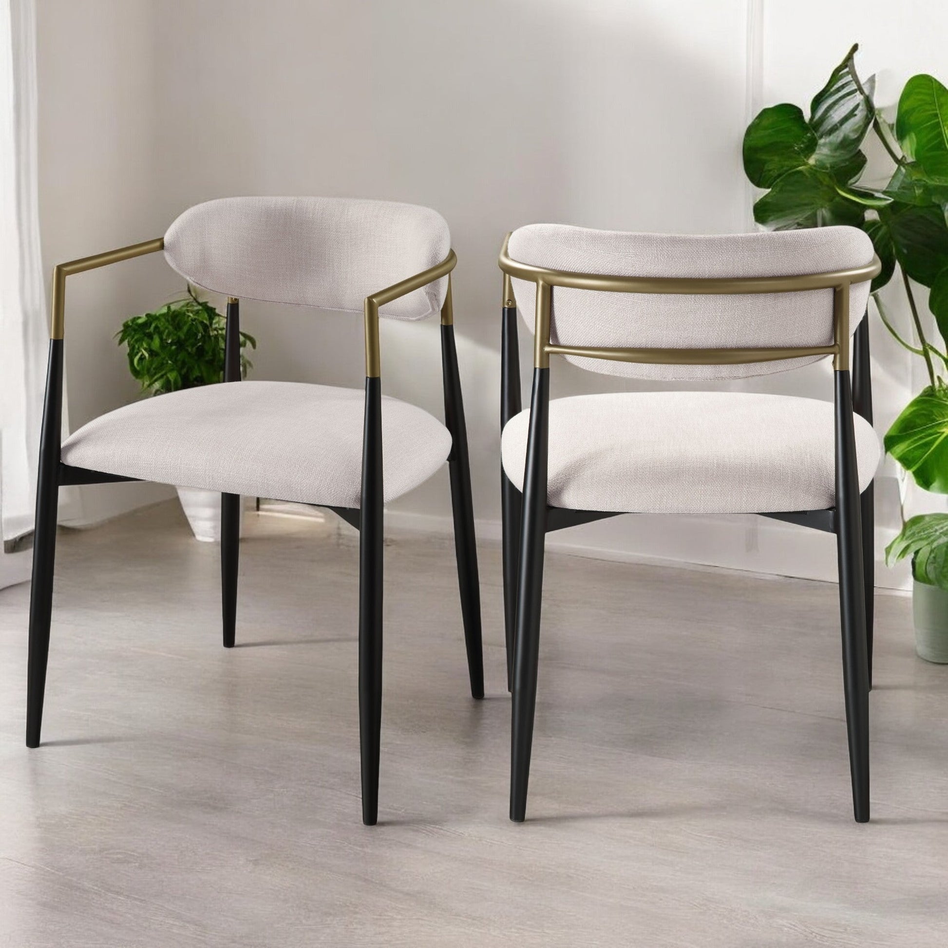 Jaramillo Beige Linen& Black Finish Side Chair (Set of 2) - 1st Choice Furniture Direct