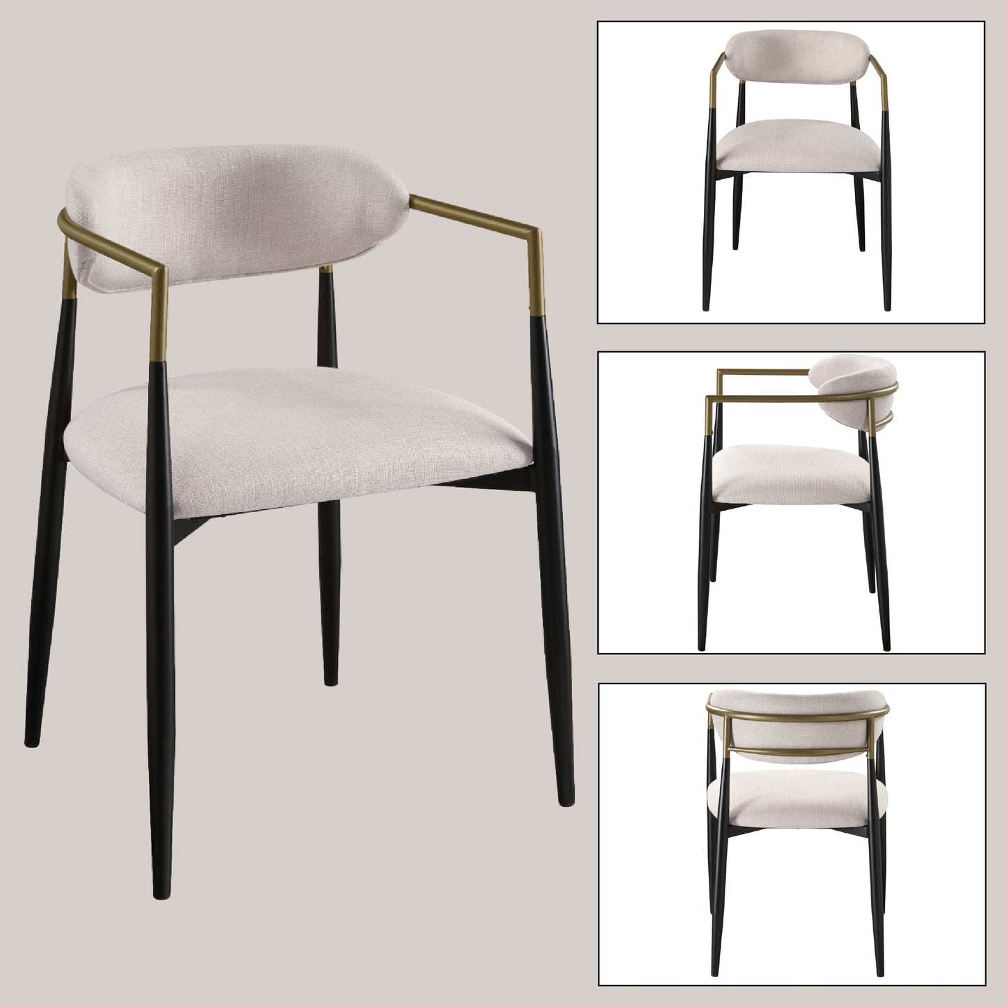 Jaramillo Beige Linen& Black Finish Side Chair (Set of 2) - 1st Choice Furniture Direct