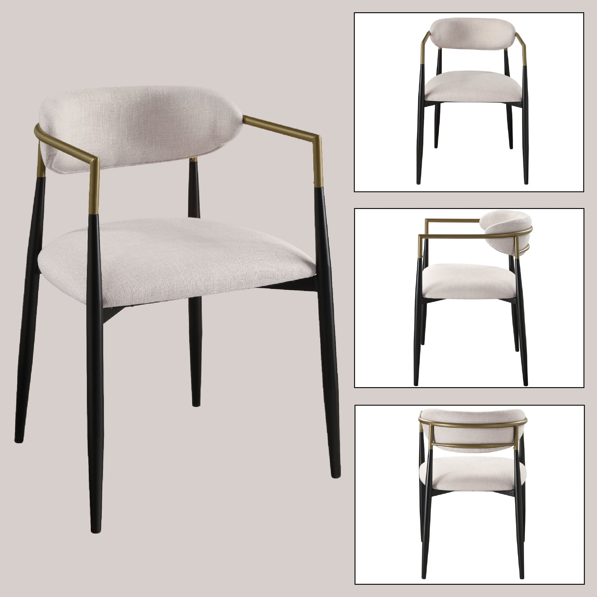 Jaramillo Beige Linen& Black Finish Side Chair (Set of 2) - 1st Choice Furniture Direct