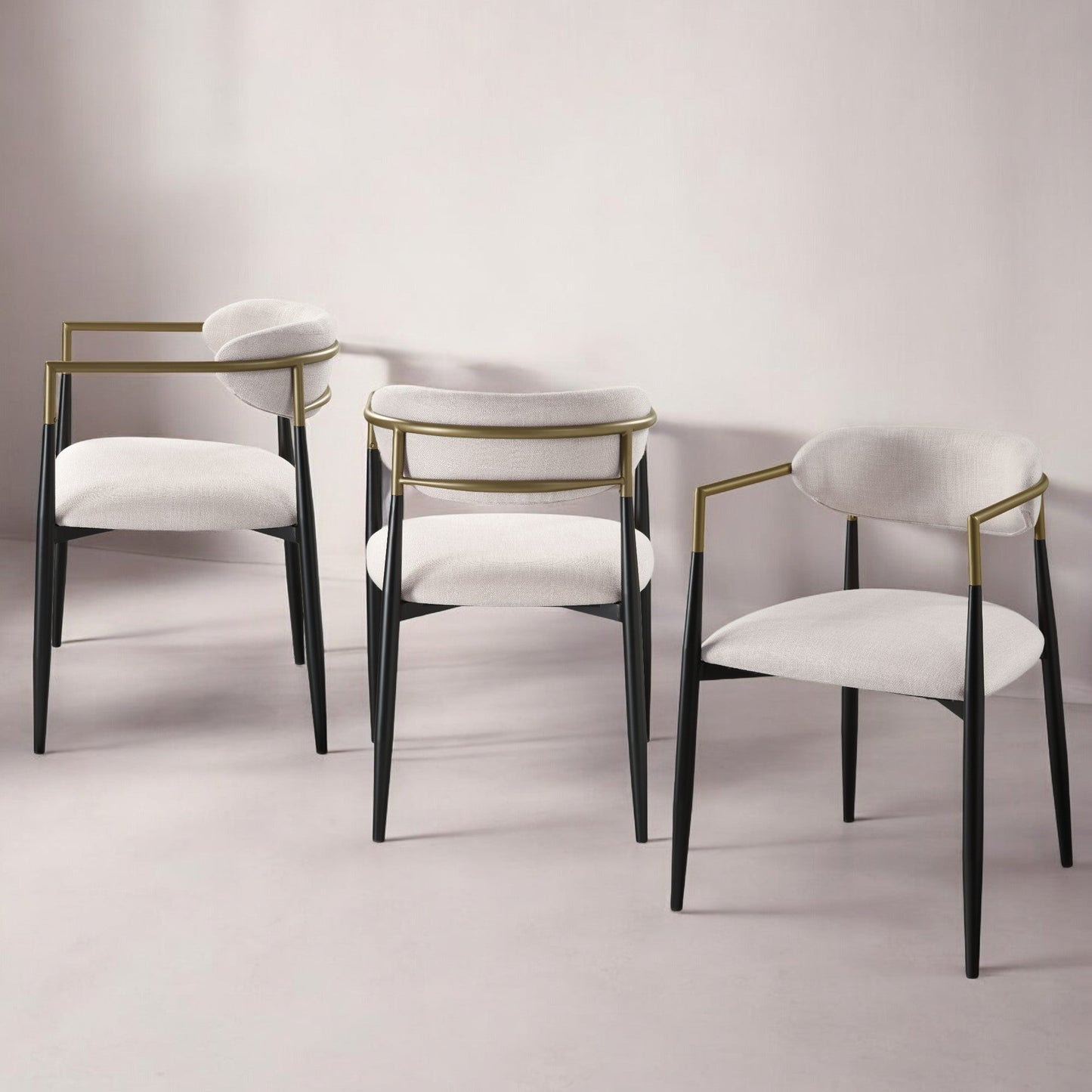 Jaramillo Beige Linen& Black Finish Side Chair (Set of 2) - 1st Choice Furniture Direct