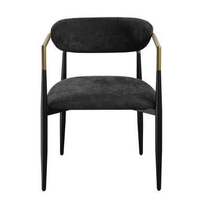 Jaramillo Black Chenille & Black Finish Side Chair (Set of 2) - 1st Choice Furniture Direct