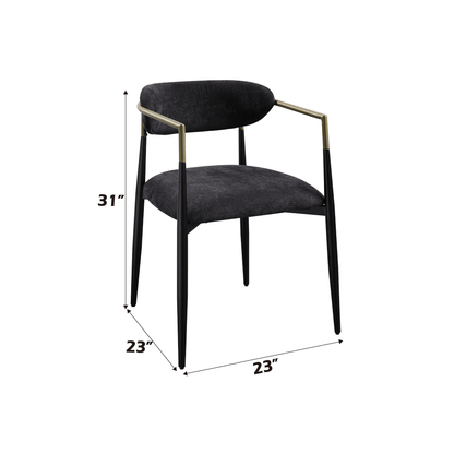 Jaramillo Black Chenille & Black Finish Side Chair (Set of 2) - 1st Choice Furniture Direct