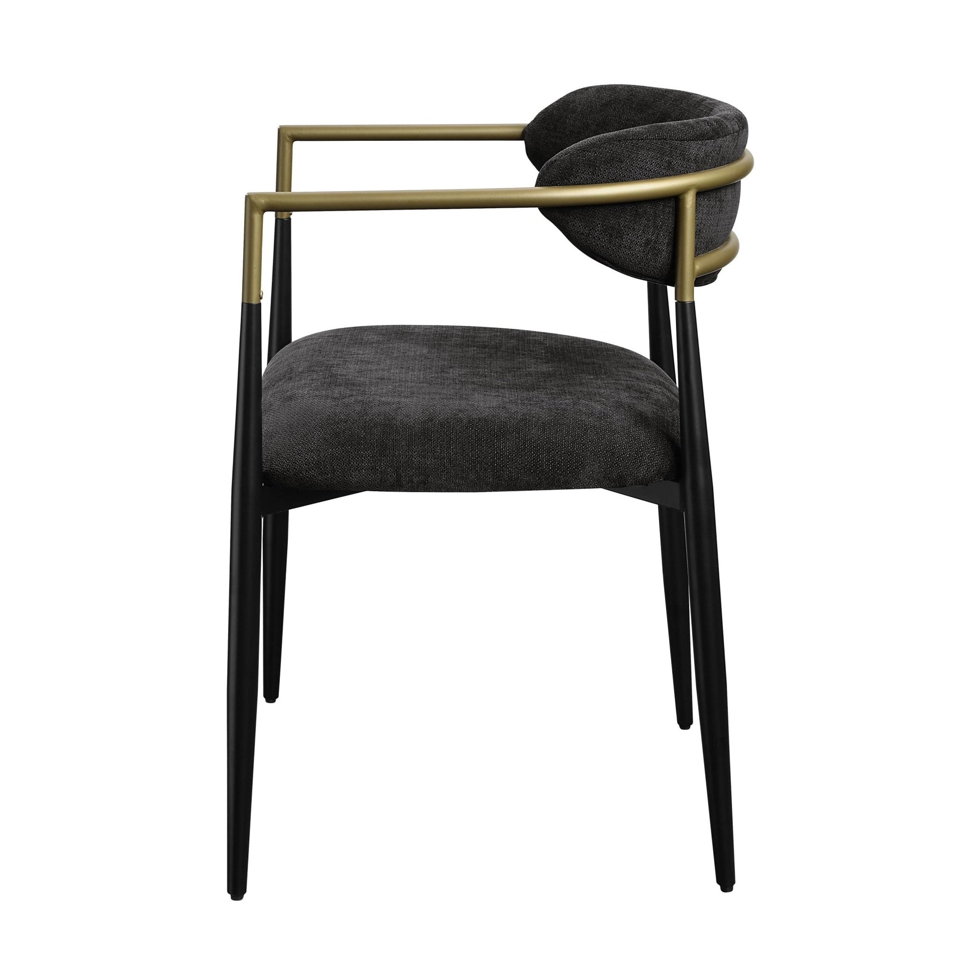 Jaramillo Black Chenille & Black Finish Side Chair (Set of 2) - 1st Choice Furniture Direct