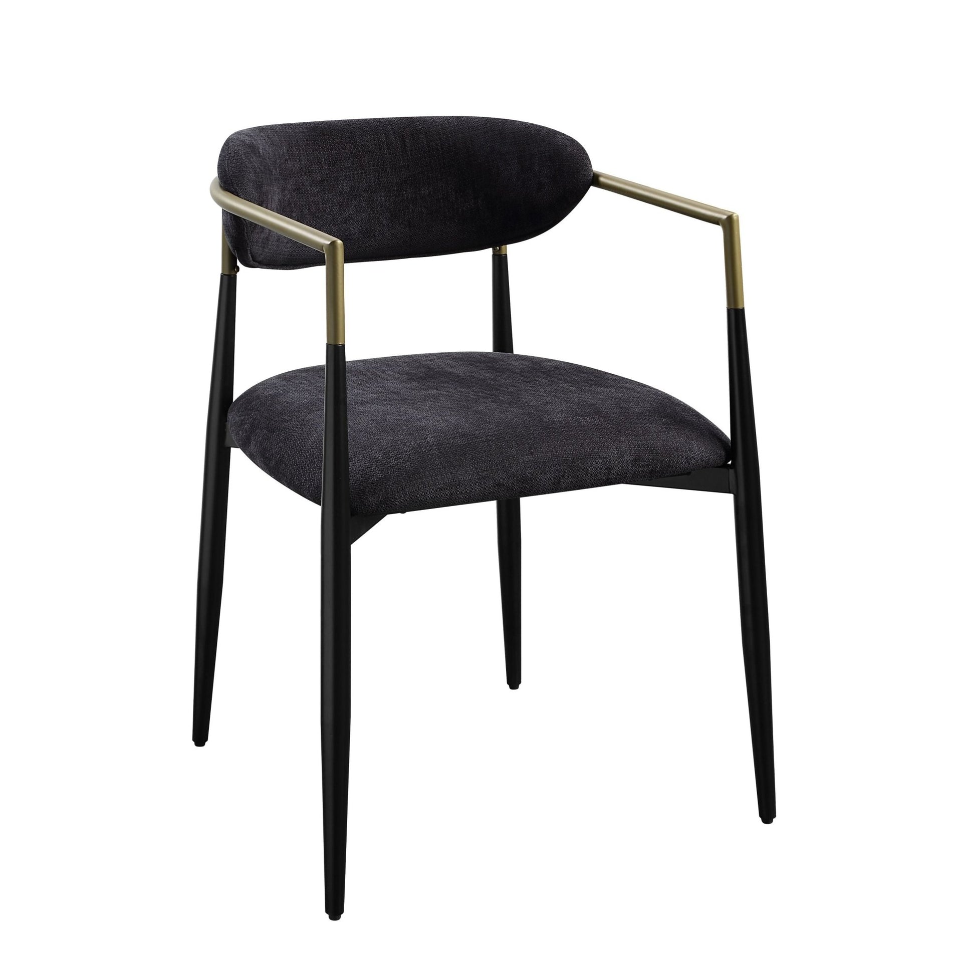 Jaramillo Black Chenille & Black Finish Side Chair (Set of 2) - 1st Choice Furniture Direct